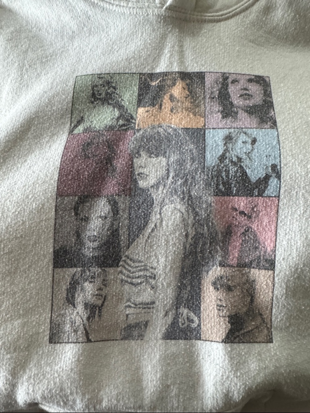 Taylor Swift White Hoodie Sweatshirt with Multi-Photo Graphic Panel